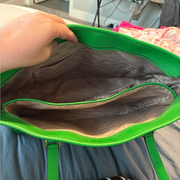 Michael Kors Green Leather Tote with Gold Hardware - Picture 3 of 3